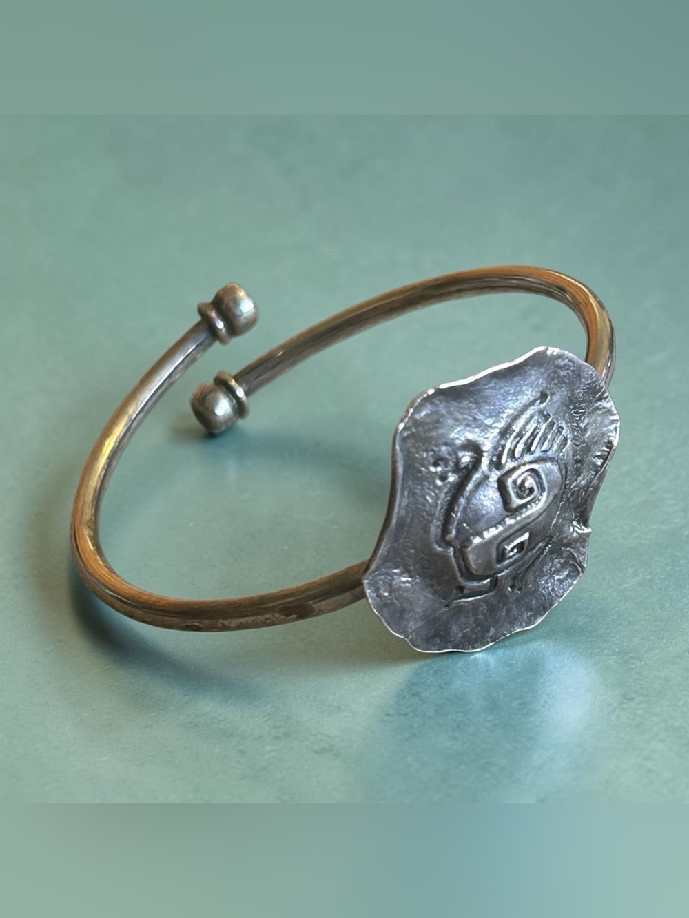 Vintage Unmarked Silver Water Bird Bypass Cuff Bracelet